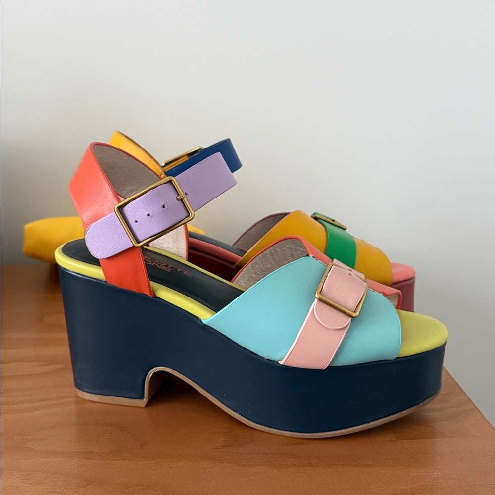 Charlotte Stone Raf Heeled Platform Sandal in Solimar Size 6 - Picture 6 of 14